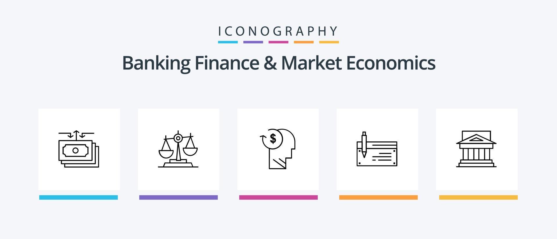 bank finansiera och marknadsföra ekonomi linje 5 ikon packa Inklusive profil. kostar. analys. avatar. data. kreativ ikoner design vektor