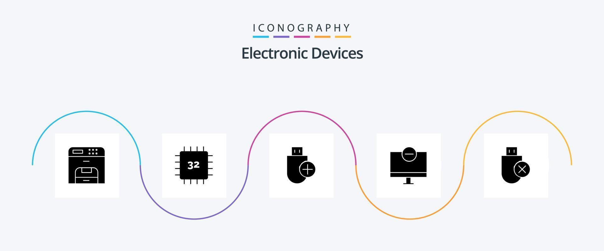 Geräte Glyph 5 Icon Pack inklusive Hardware. Geräte. Hardware. Computers. Hardware- vektor