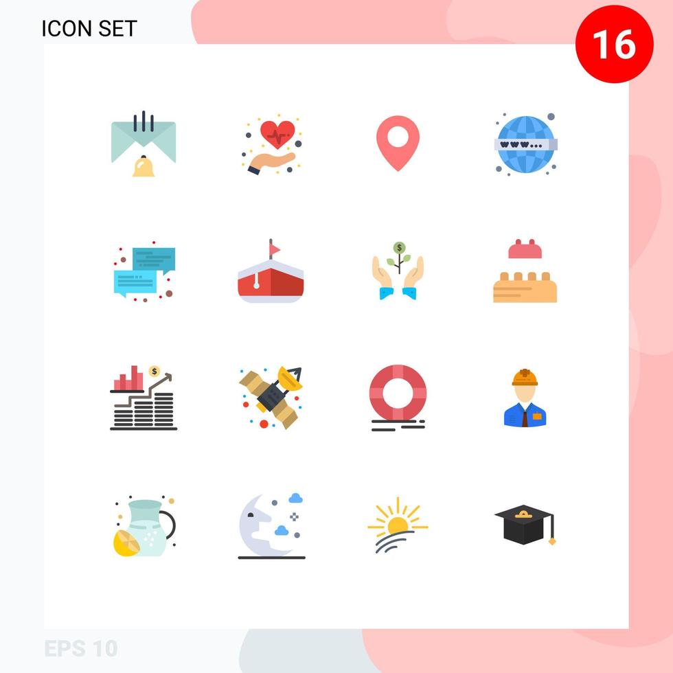 gruppe von 16 modernen flachen farben für konversation www medizin website seo editierbares paket kreativer vektordesignelemente vektor