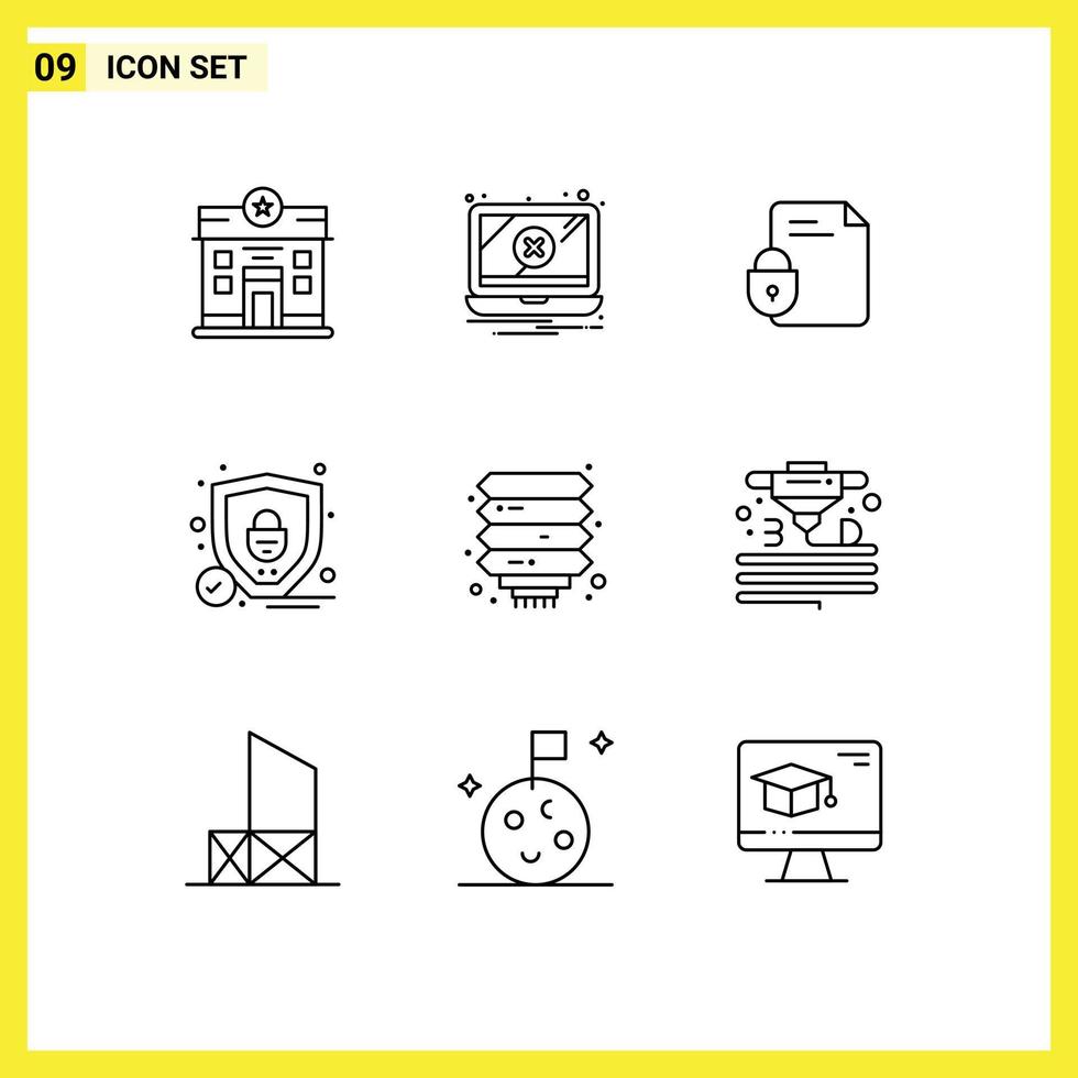 översikt packa av 9 universell symboler av kinesisk skydda fil säkerhet internet redigerbar vektor design element