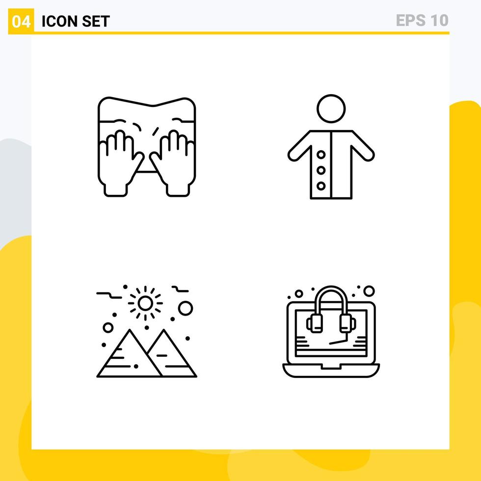 satz von 4 modernen ui-symbolen symbole zeichen für massage planeten text menschen sonne editierbare vektordesignelemente vektor