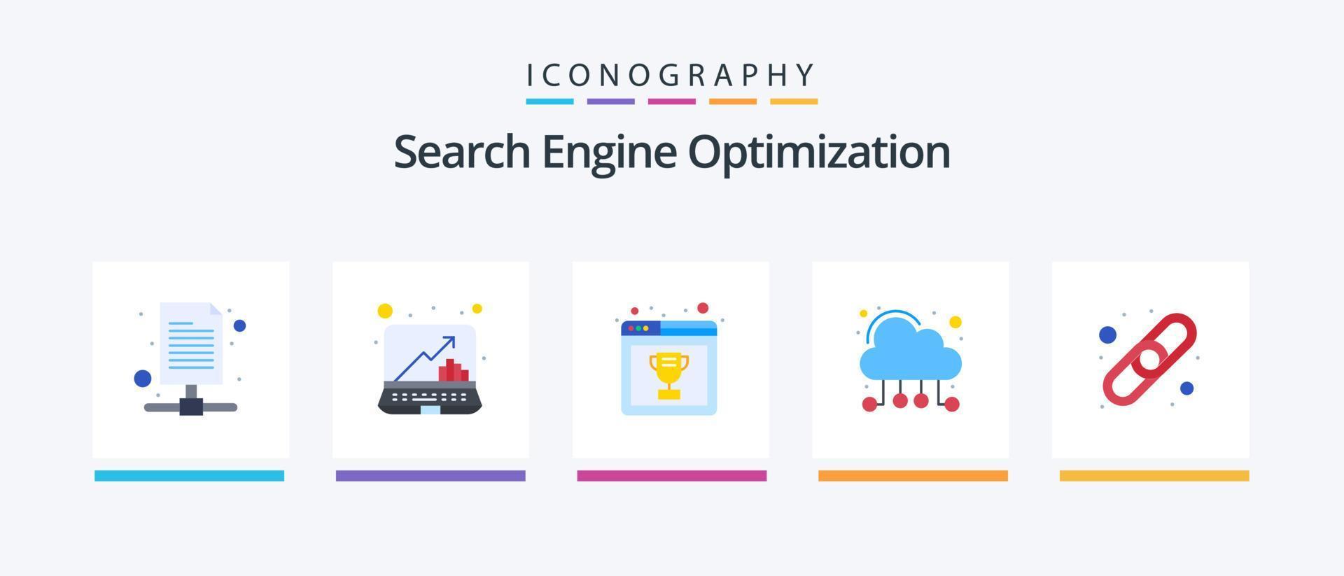 seo platt 5 ikon packa Inklusive . ansluta. bäst hemsida. kedja. datoranvändning. kreativ ikoner design vektor