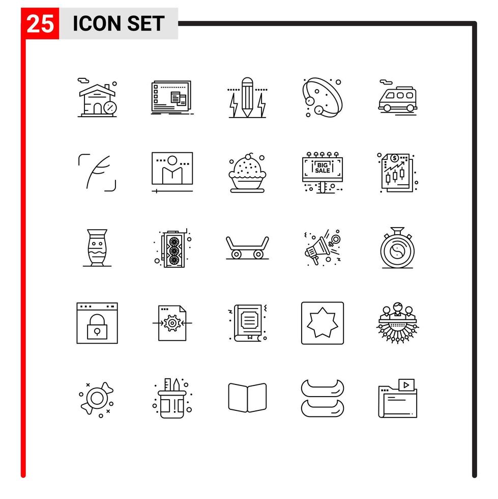 Stock Vector Icon Pack mit 25 Linienzeichen und Symbolen für Luxusschmuck Bleistiftmode Licht editierbare Vektordesign-Elemente
