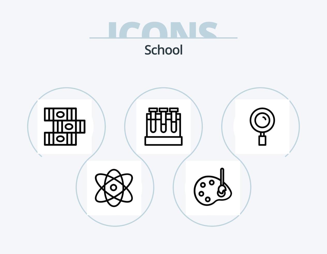 skola linje ikon packa 5 ikon design. . stationär. matematik. suddgummi. geometri vektor