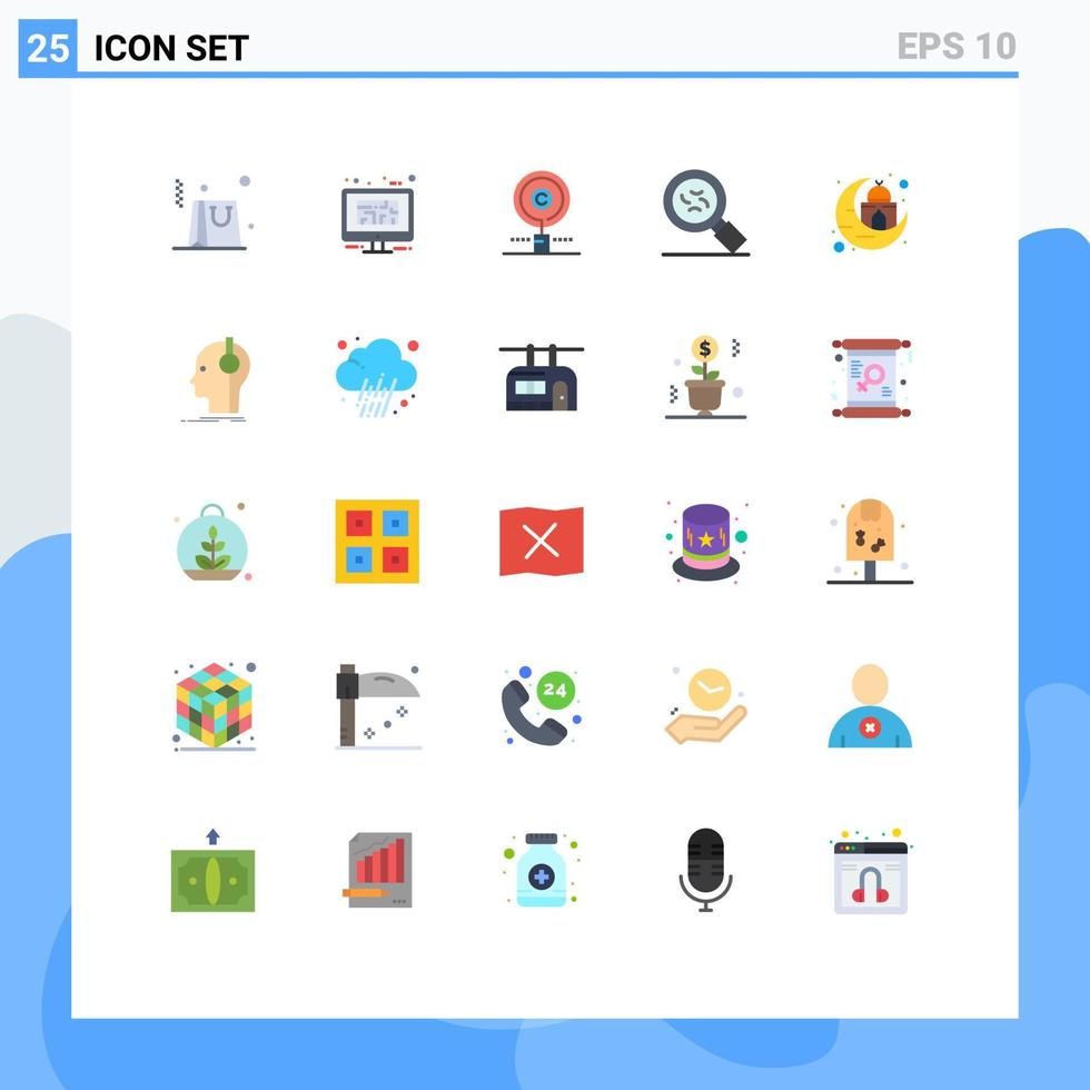 25 universell platt färger uppsättning för webb och mobil tillämpningar moské virus innehåll bakterier fast egendom redigerbar vektor design element