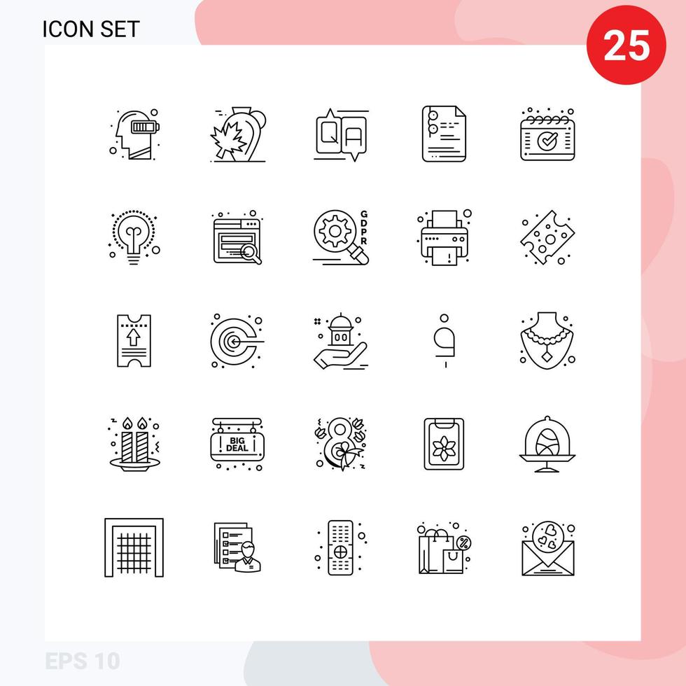 satz von 25 modernen ui-symbolen symbole zeichen für bildungsdokument blattdatei bildung editierbare vektordesignelemente vektor