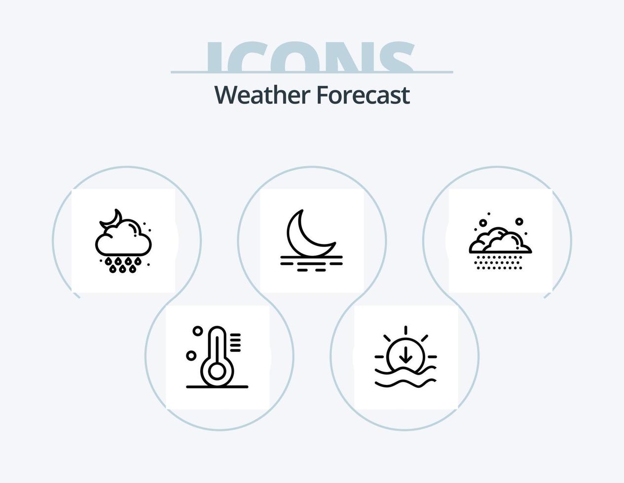 Wetterlinie Icon Pack 5 Icon Design. . Wetter. Wetter. Regen. Wolke vektor