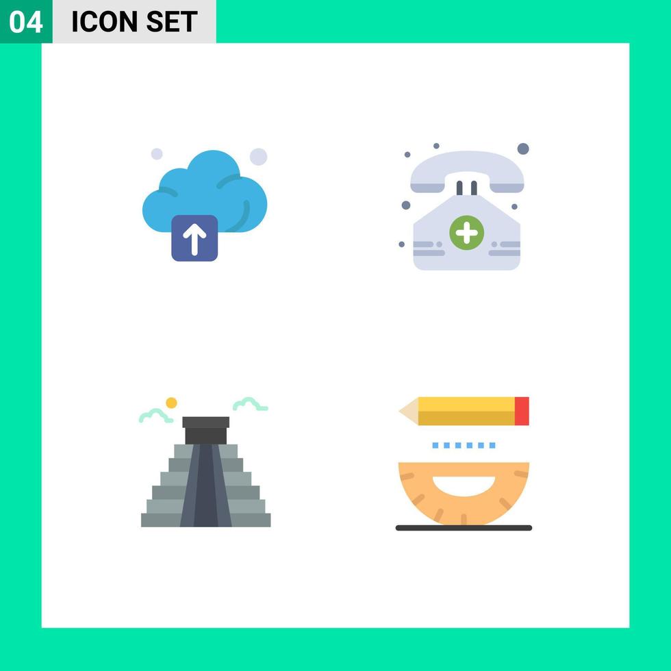 uppsättning av 4 modern ui ikoner symboler tecken för moln amerikan sjukhus telefon kodning redigerbar vektor design element