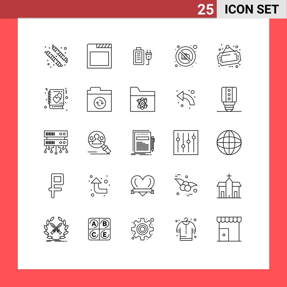 uppsättning av 25 modern ui ikoner symboler tecken för affär styrelse plugg tecken Nej redigerbar vektor design element