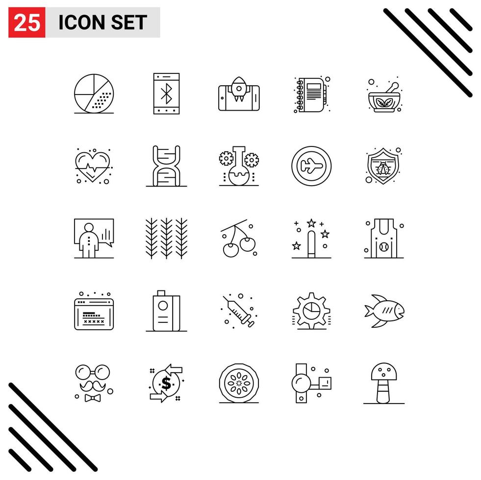 linje packa av 25 universell symboler av notera kopia trådlös företag Start redigerbar vektor design element