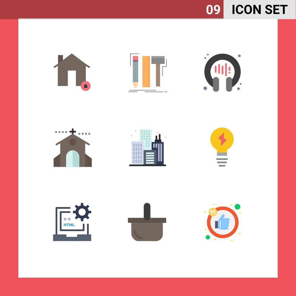 uppsättning av 9 modern ui ikoner symboler tecken för Semester kyrka verktyg firande hörlurar redigerbar vektor design element