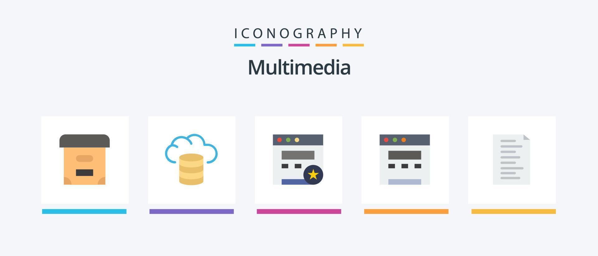 multimedia platt 5 ikon packa Inklusive . hemsida. html. kreativ ikoner design vektor