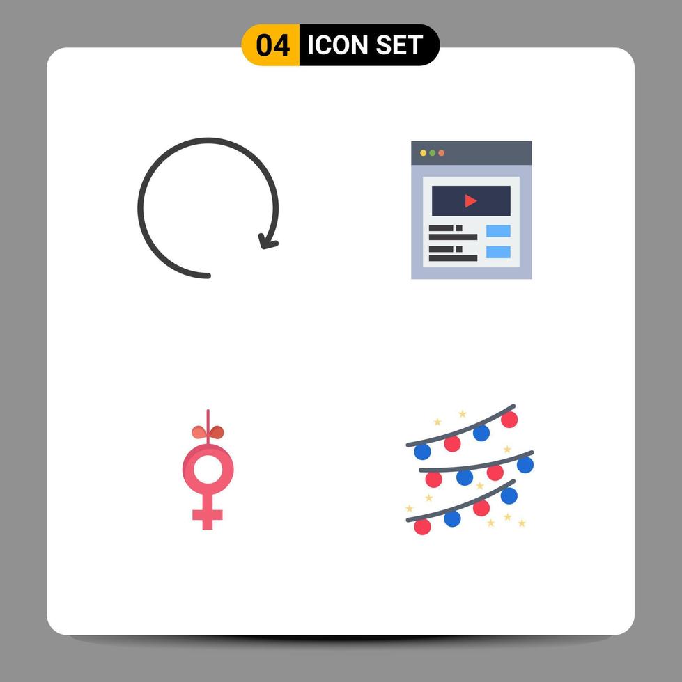 användare gränssnitt packa av 4 grundläggande platt ikoner av pil band beställnings- innehåll webb fest dekoration redigerbar vektor design element
