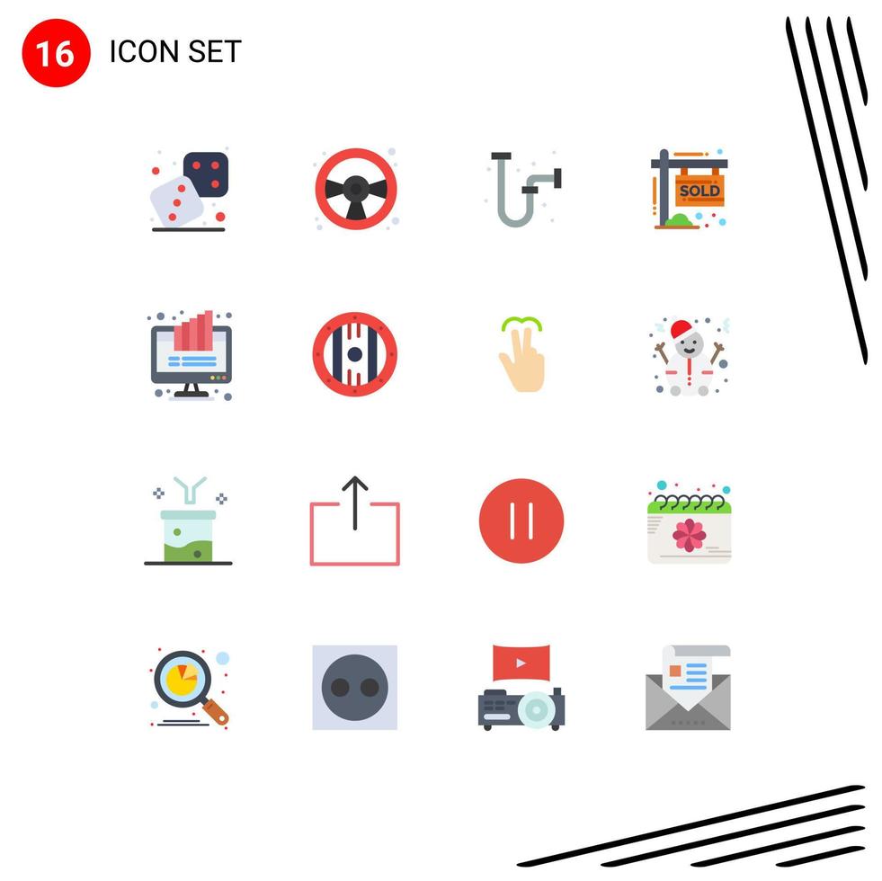 satz von 16 flachen vektorfarben auf raster für diagrammeinkommensbau verkauftes haus editierbares paket kreativer vektordesignelemente vektor