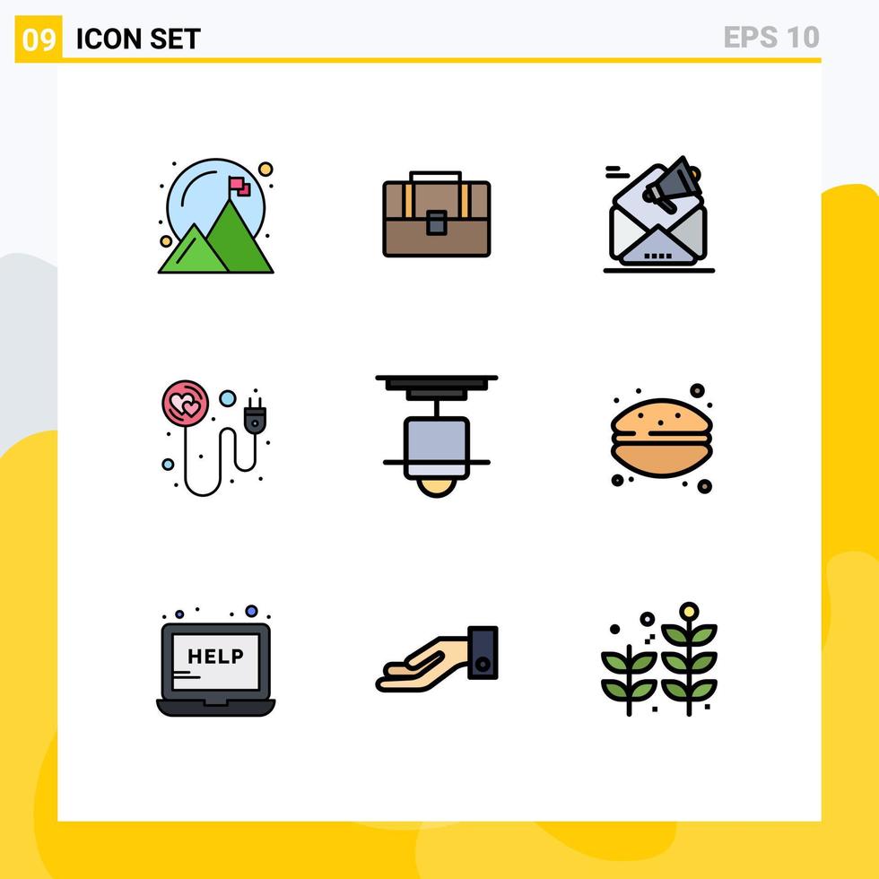 mobil gränssnitt fylld linje platt Färg uppsättning av 9 piktogram av dekor ladda om reklam plugg befordran redigerbar vektor design element