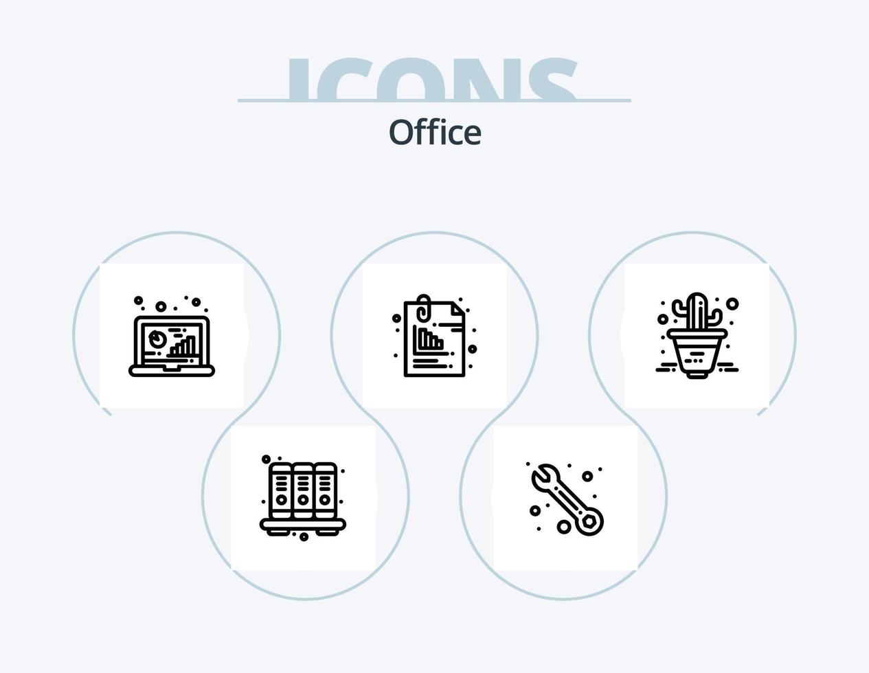 Office-Line-Icon-Pack 5 Icon-Design. . Pflanze, Anlage. Textmarker. Blume. Bleistift vektor