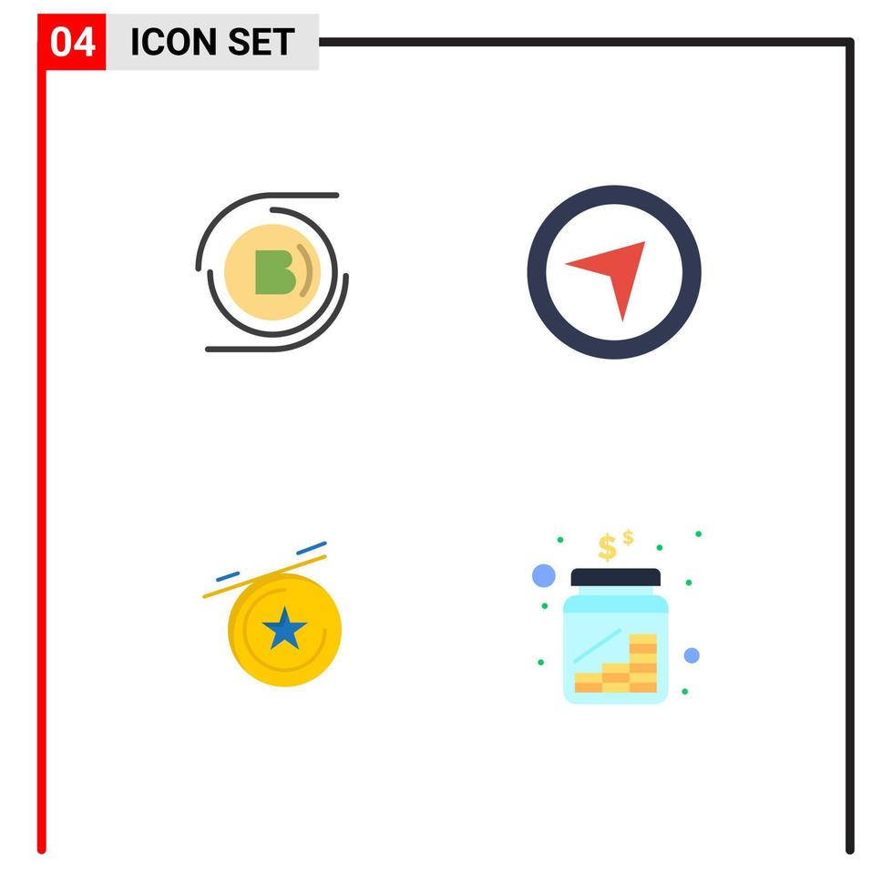 Packung mit 4 modernen flachen Symbolen, Zeichen und Symbolen für Web-Printmedien wie s Cash Decentralized Pointer Jar editierbare Vektordesign-Elemente vektor