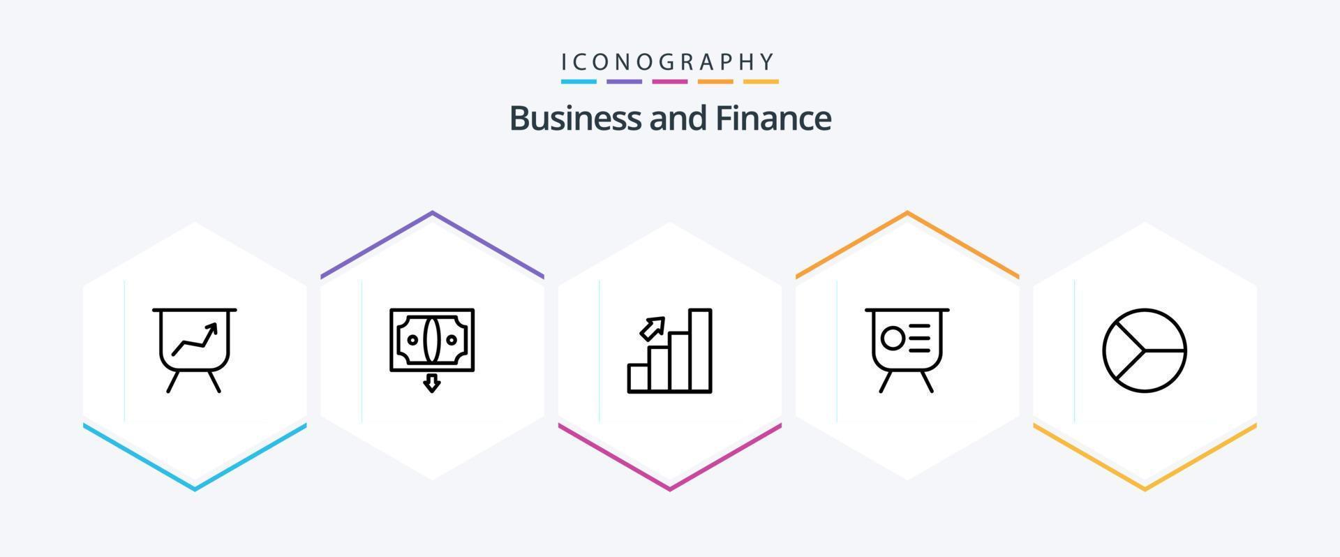 finansiera 25 linje ikon packa Inklusive Diagram. presentation. Diagram. prestanda. Graf vektor