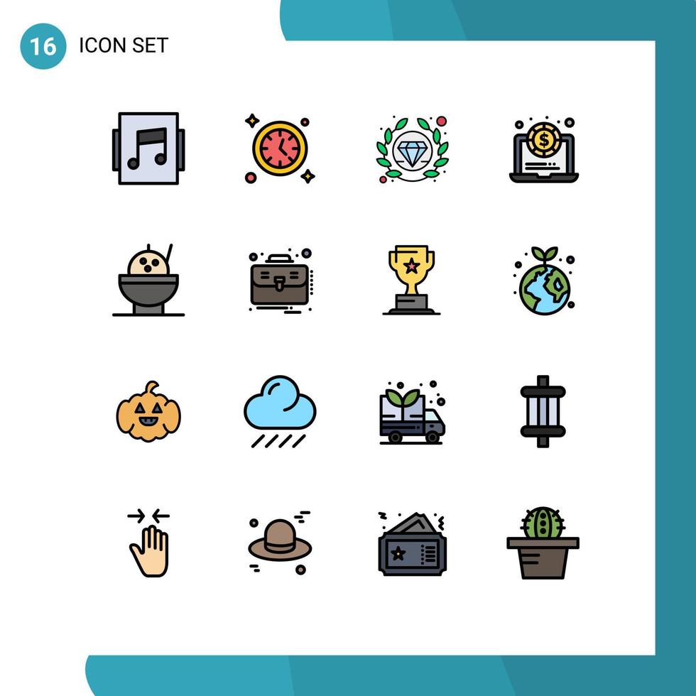 piktogram uppsättning av 16 enkel platt Färg fylld rader av resväska företag seo företag skål redigerbar kreativ vektor design element