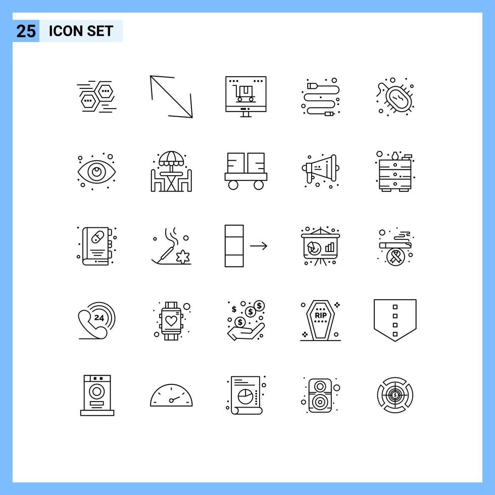 modern uppsättning av 25 rader pictograph av sjukdom uSB reklam data marknadsföring redigerbar vektor design element