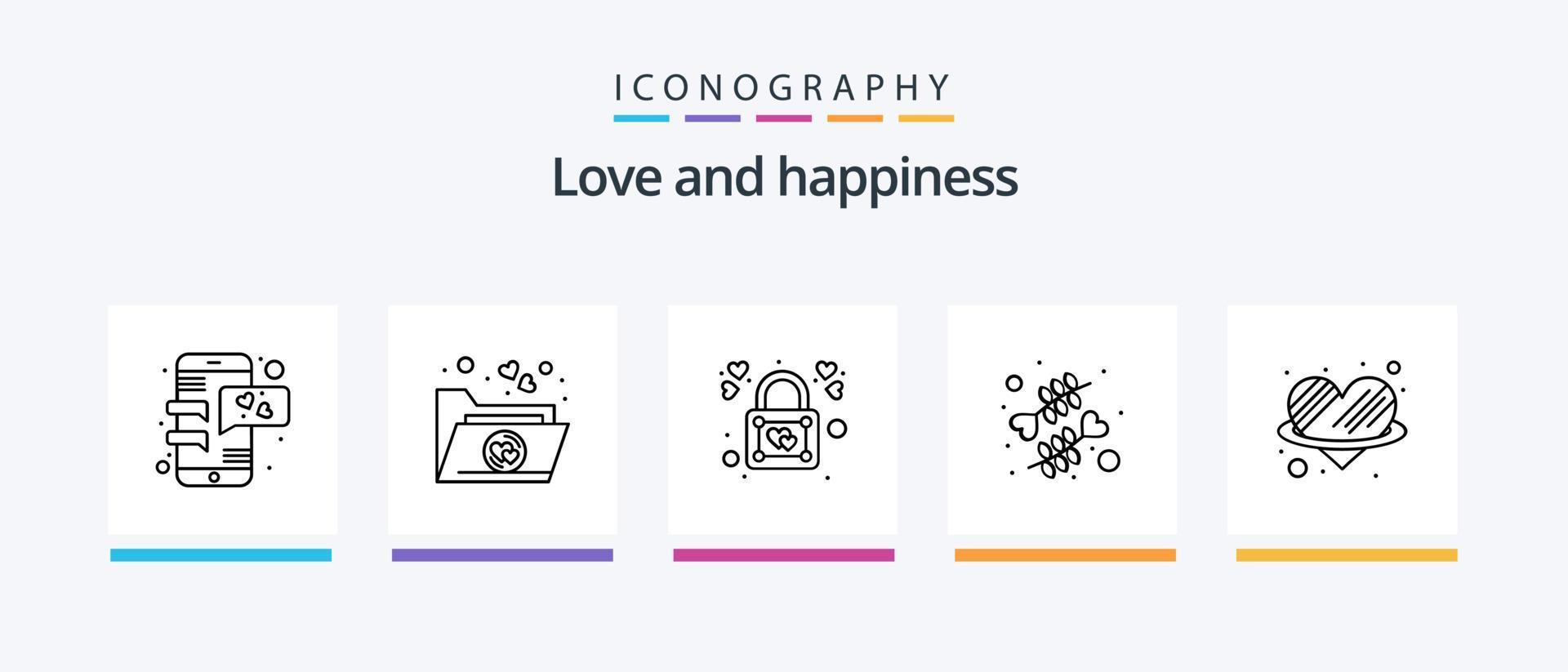 kärlek linje 5 ikon packa Inklusive post. hjärta. kärlek. romantisk. måne. kreativ ikoner design vektor