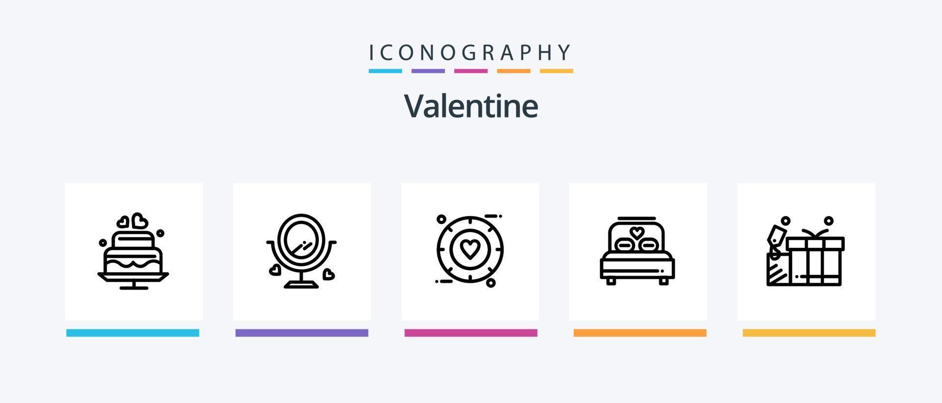 valentine linje 5 ikon packa Inklusive kärlek. kärlek. ringa. bröllop. ljus. kreativ ikoner design vektor
