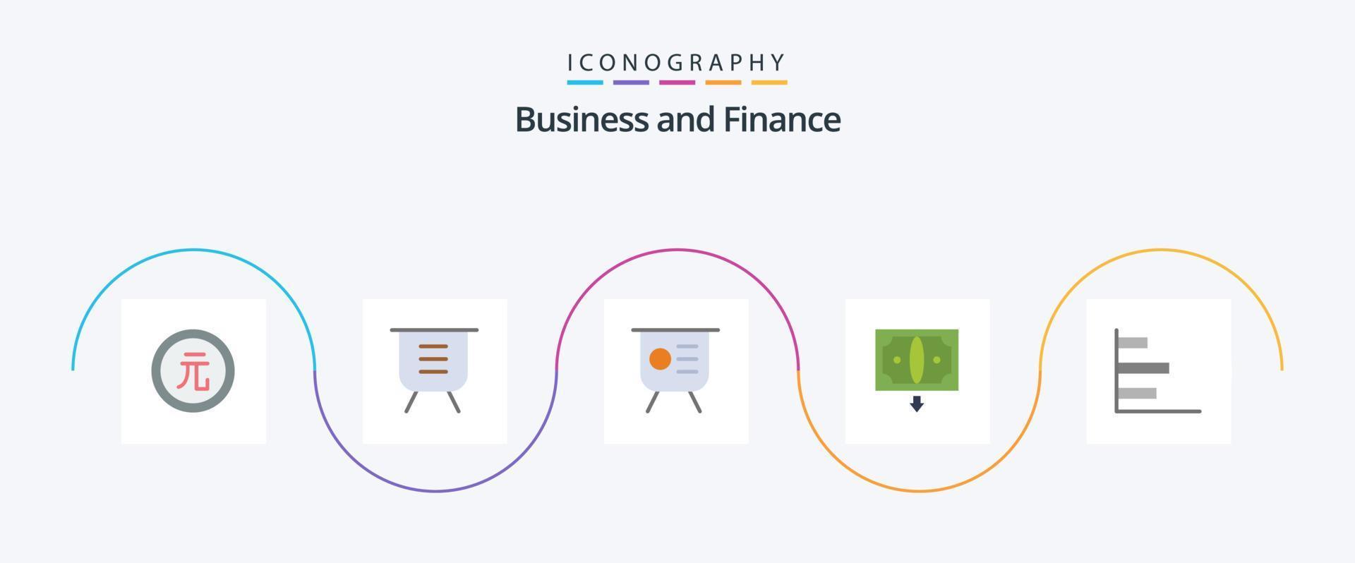 finansiera platt 5 ikon packa Inklusive finansiera. företag. prestanda. presentation. grundton vektor