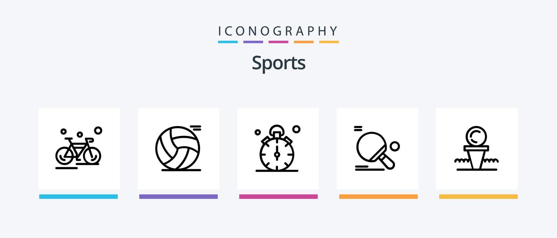 Sports Line 5 Icon Pack inklusive Spielen. Ball. Fußball. Sport. Fitness. kreatives Symboldesign vektor