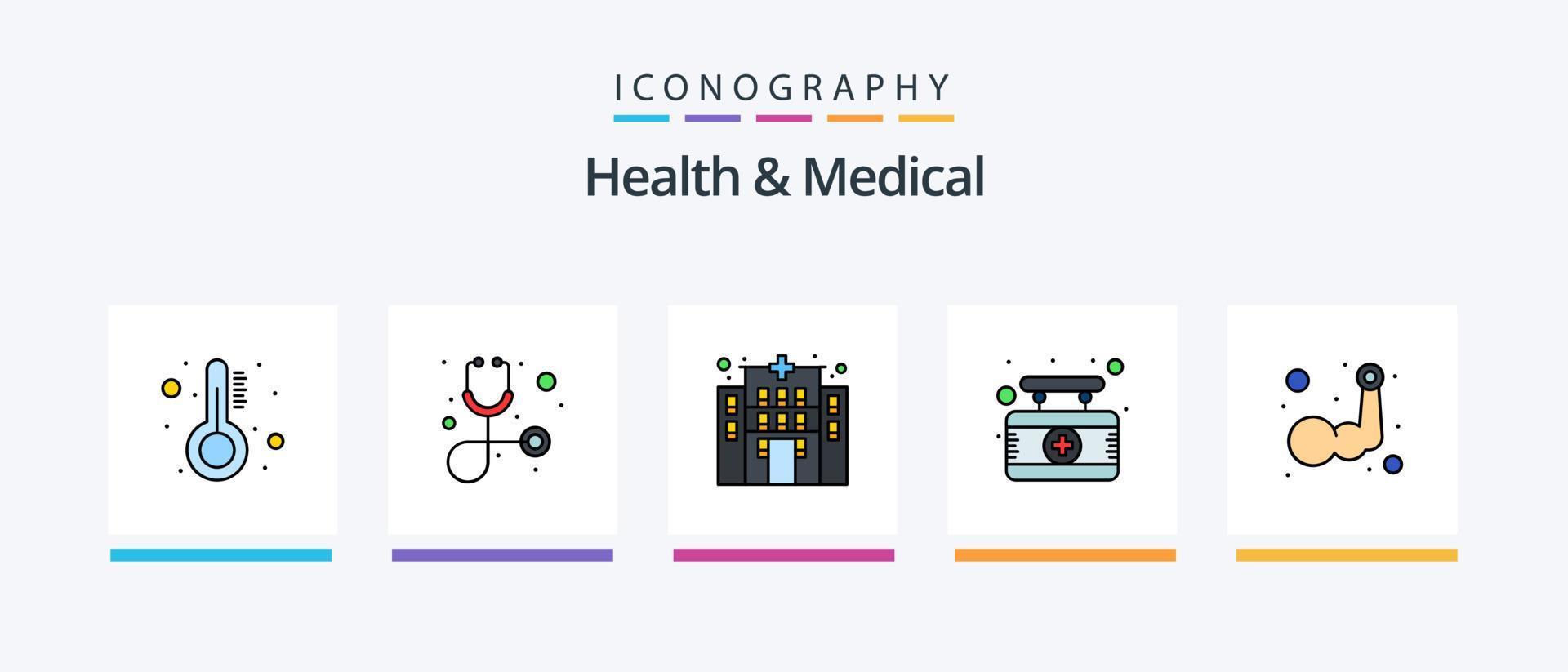 hälsa och medicinsk linje fylld 5 ikon packa Inklusive sjukhus. utnämning. kapsel. fråga. medicinsk. kreativ ikoner design vektor
