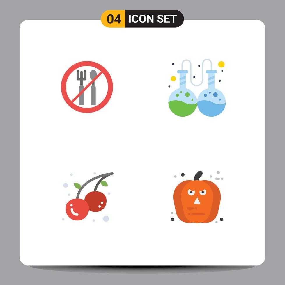 modern uppsättning av 4 platt ikoner och symboler sådan som fasta körsbär flaska mat halloween redigerbar vektor design element