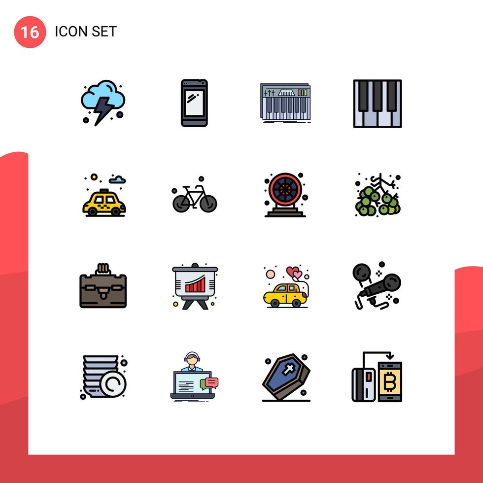 Stock Vector Icon Pack mit 16 Zeilenzeichen und Symbolen für Sound Music Controller Keyboard Sound editierbare kreative Vektordesign-Elemente