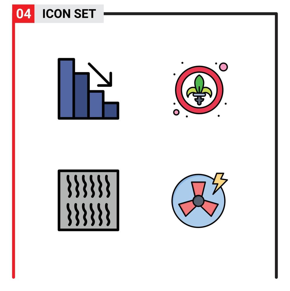 universell ikon symboler grupp av 4 modern fylld linje platt färger av analys återupptäcka dekor lys kraft redigerbar vektor design element