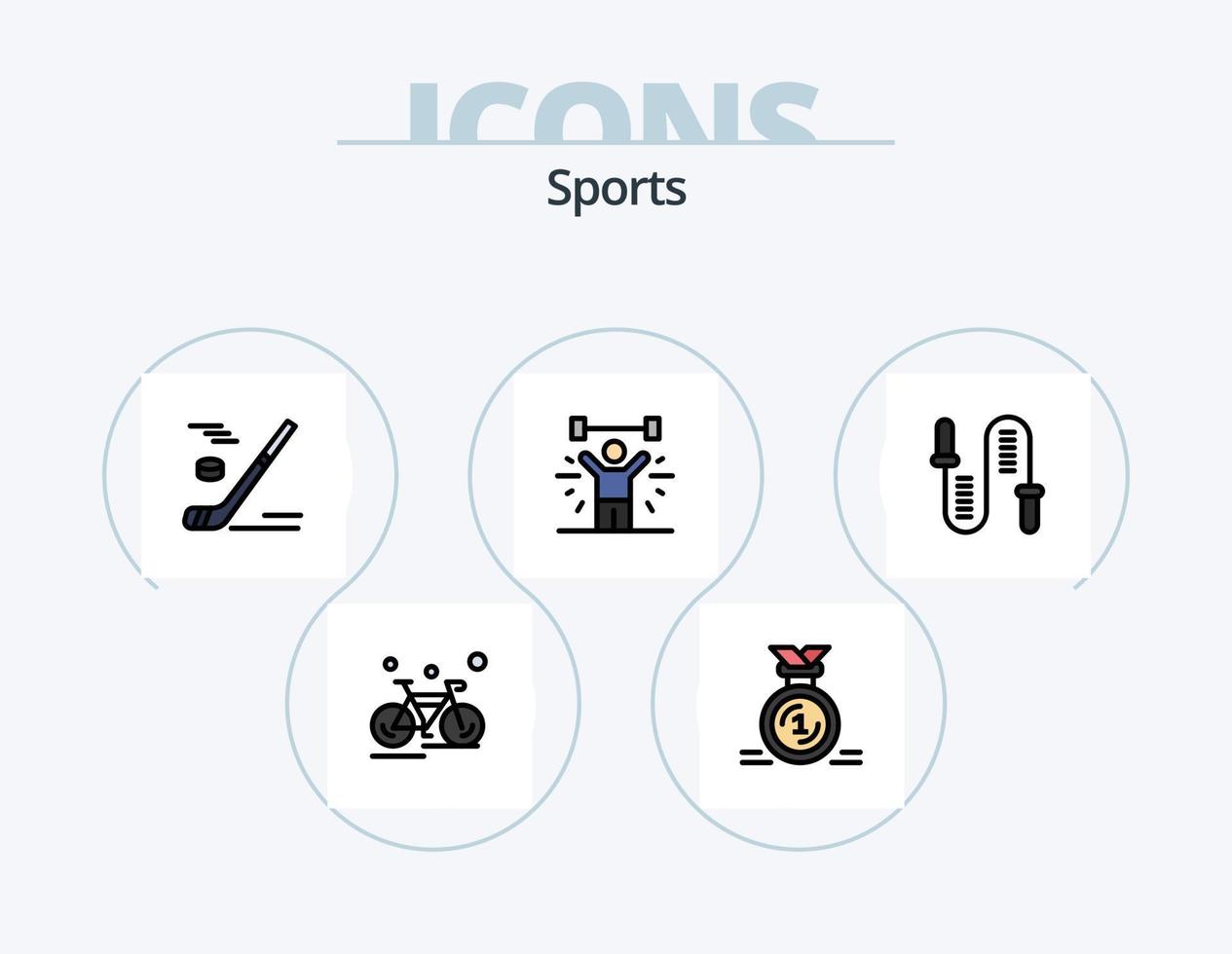 sporter linje fylld ikon packa 5 ikon design. dryck. flaska. hoppar över. lopp. vinna vektor
