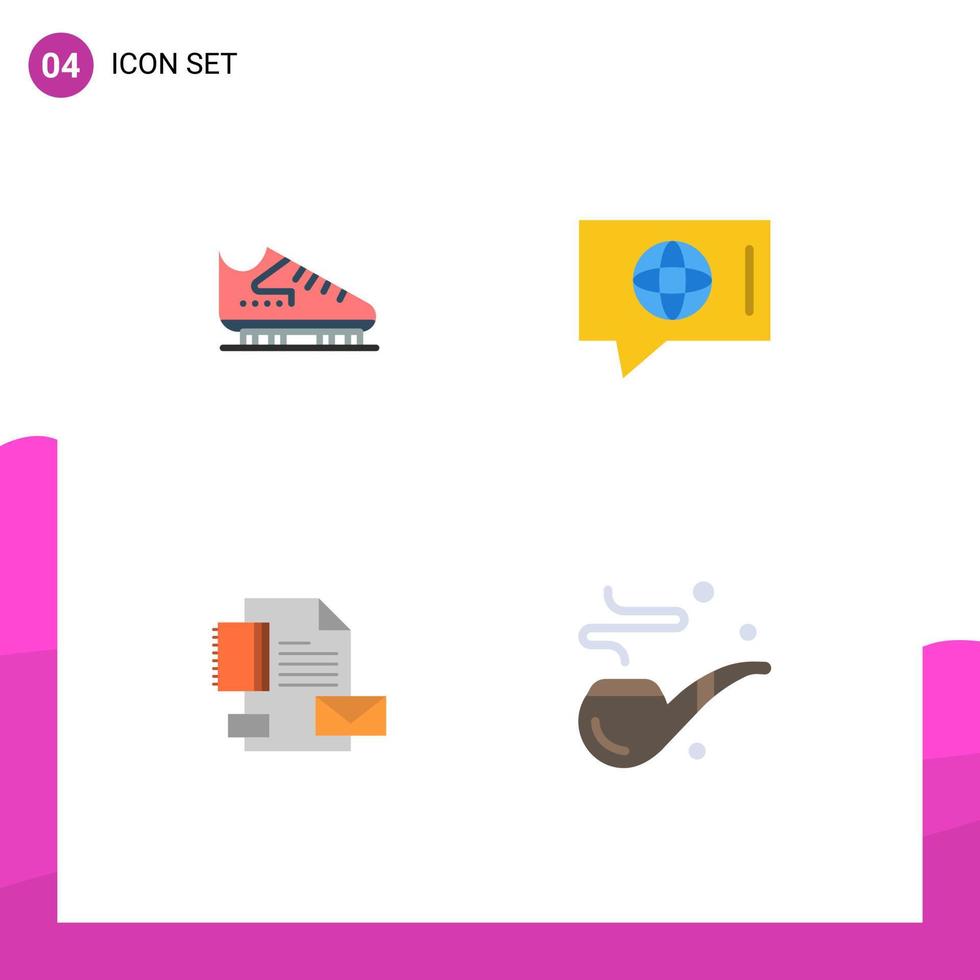 grupp av 4 platt ikoner tecken och symboler för känga branding skridskor värld företag redigerbar vektor design element