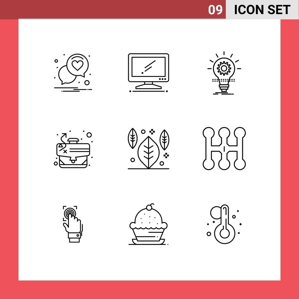 Aktienvektor-Icon-Pack mit 9 Zeilenzeichen und Symbolen für Case-Strategie-PC-Pfad-Innovation editierbare Vektordesign-Elemente vektor
