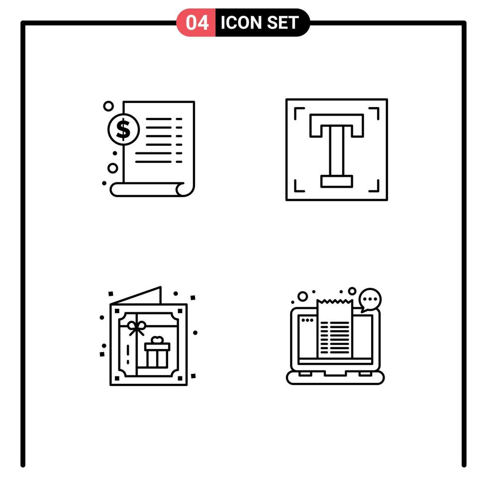 4 kreative Symbole moderne Zeichen und Symbole der Dokumentgeburtstags-Dollar-Pfad-Einladung bearbeitbare Vektordesign-Elemente vektor