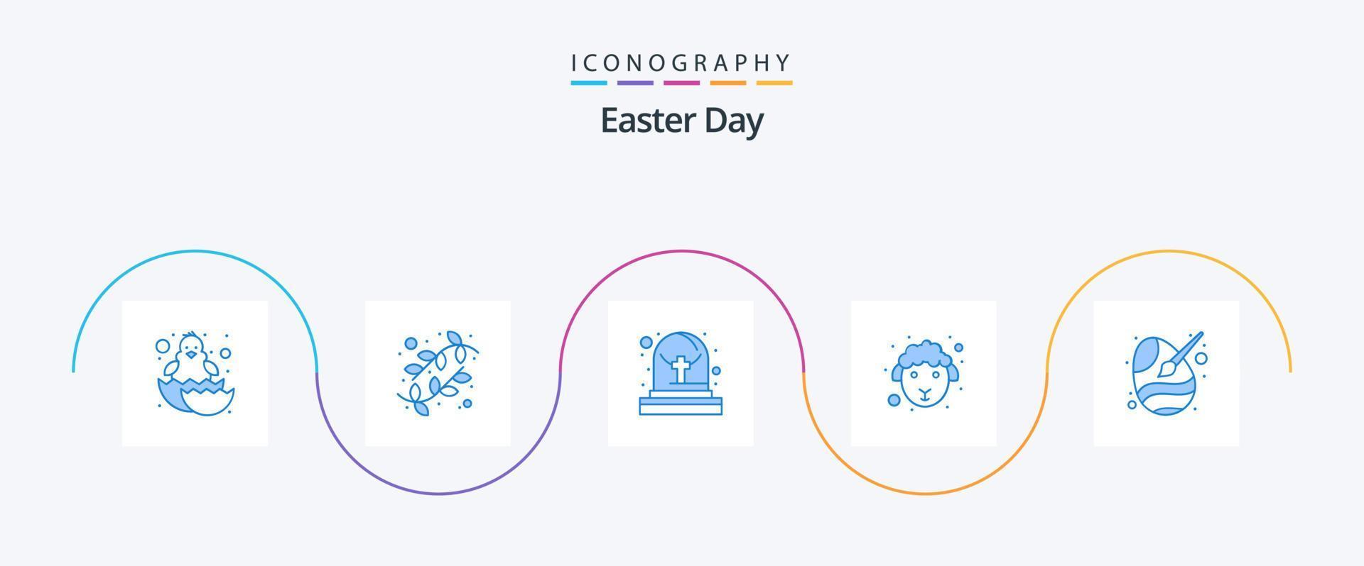 Easter Blue 5 Icon Pack inklusive Ostern. Pinsel. Friedhof. die Schafe. Ostern vektor