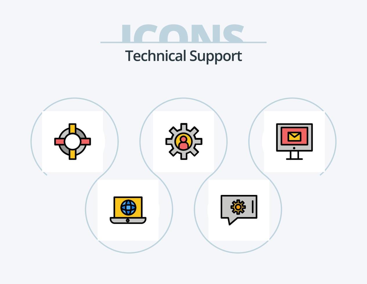 Technische Support-Leitung gefüllt Icon Pack 5 Icon Design. Handy, Mobiltelefon. Einstellung. Plaudern. Globus. tippen vektor