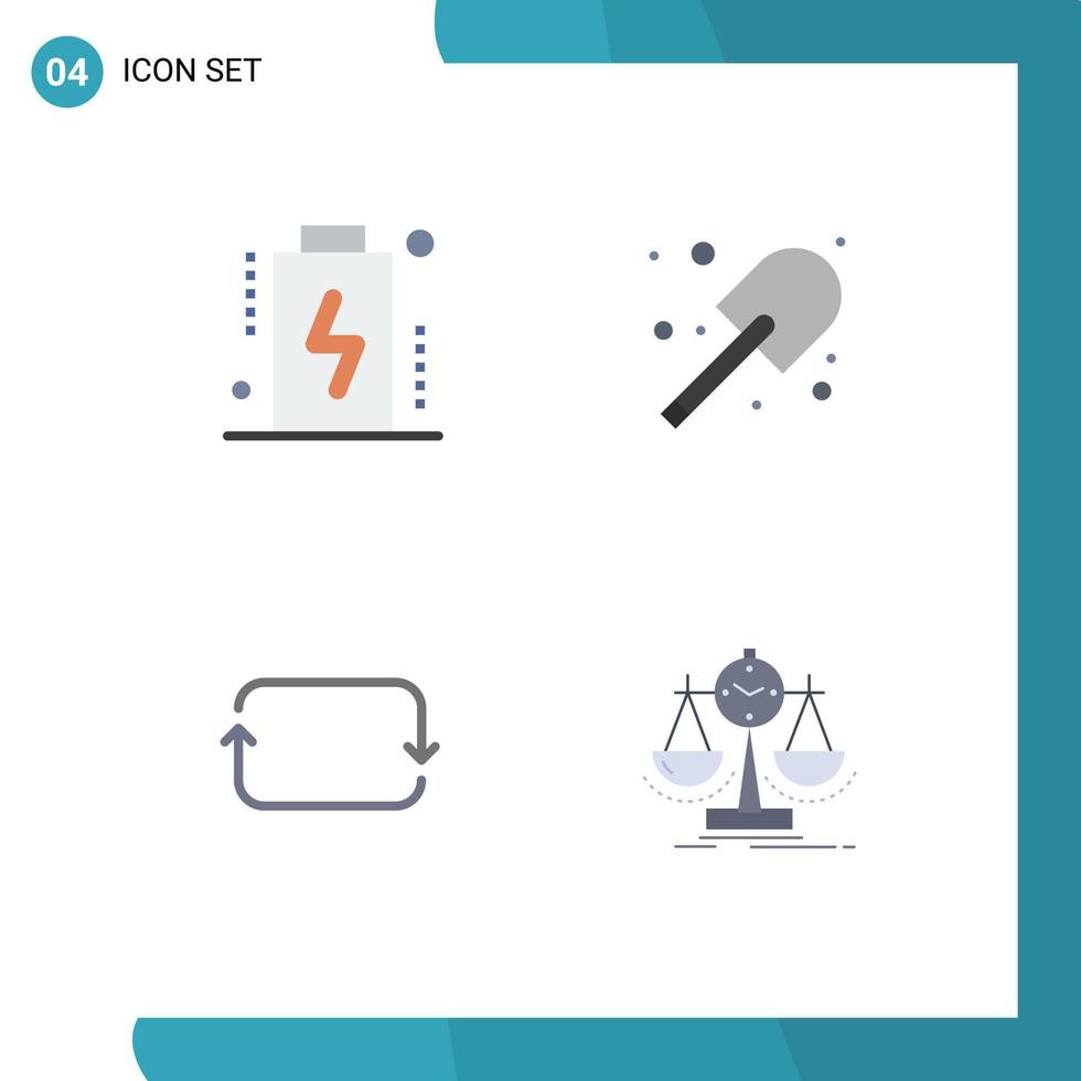 4 thematische Vektor-Flachsymbole und editierbare Symbole des Gartens auf der vorderen Ebene der Batterie setzen editierbare Vektordesign-Elemente vektor