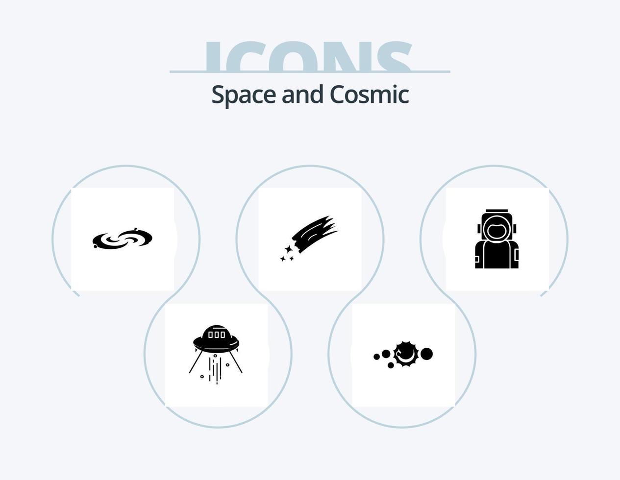Plats glyf ikon packa 5 ikon design. astronomi. universum. universum. systemet. astronomi vektor
