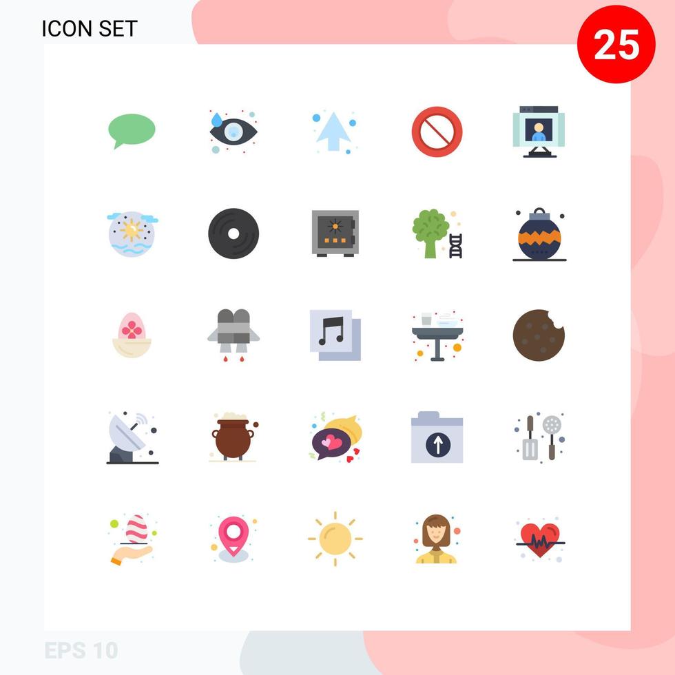 25 universell platt Färg tecken symboler av teknologi ring upp pil uppsättning förbjuda redigerbar vektor design element