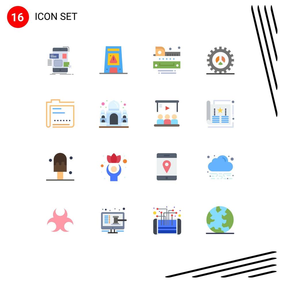 Stock Vector Icon Pack mit 16 Zeilenzeichen und Symbolen für Webdesign SEO-Warnoptionen Lineal editierbares Paket kreativer Vektordesign-Elemente