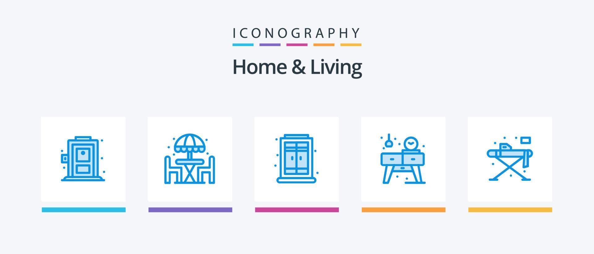 Home and Living Blue 5 Icon Pack inklusive Tabelle. Leben. Leben. Heimat. Tisch. kreatives Symboldesign vektor