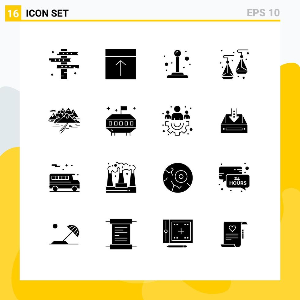 grupp av 16 fast glyfer tecken och symboler för kulle Smycken layout Smycken växla redigerbar vektor design element