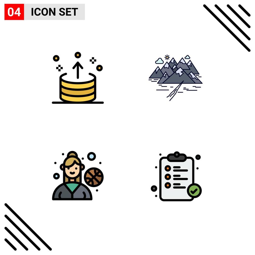 4 kreativ ikoner modern tecken och symboler av pil spricka ui kulle kvinna spelare redigerbar vektor design element