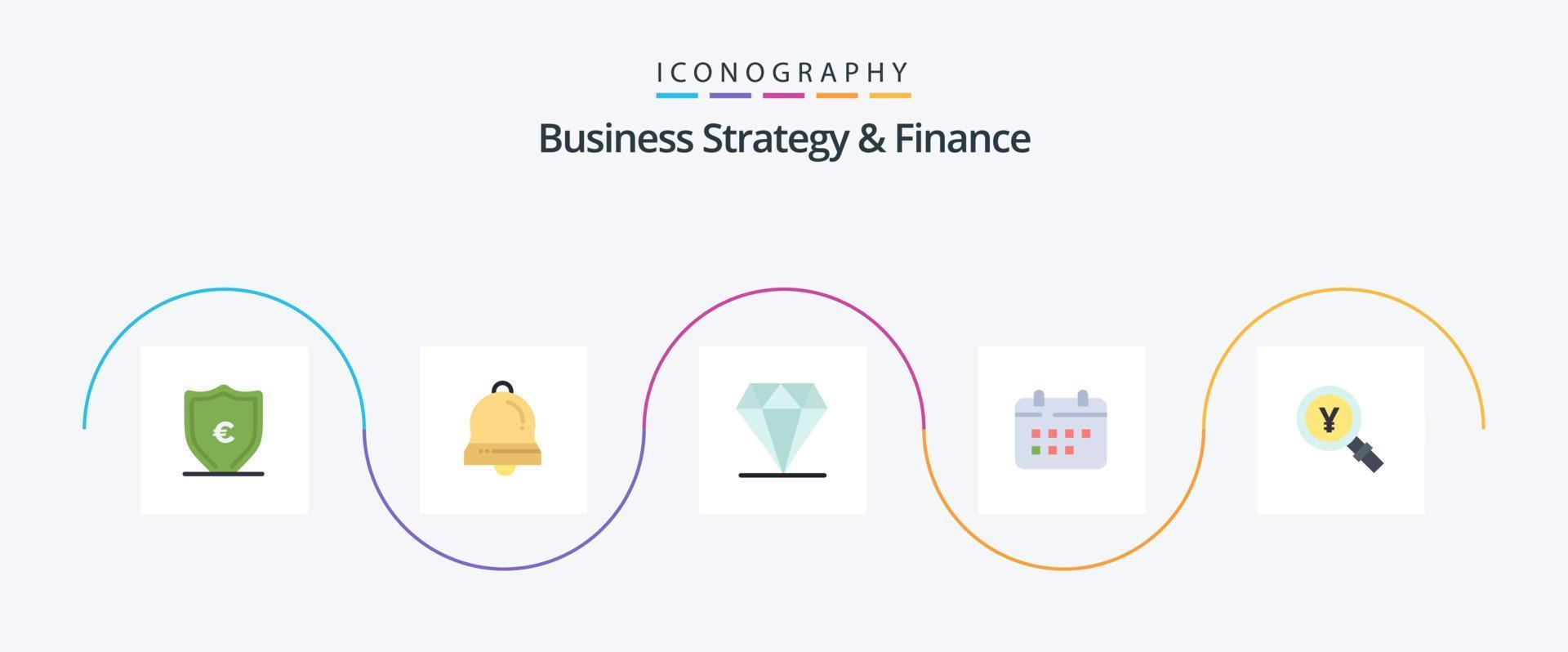 företag strategi och finansiera platt 5 ikon packa Inklusive yen. utnämning. diamant. tid. kalender vektor