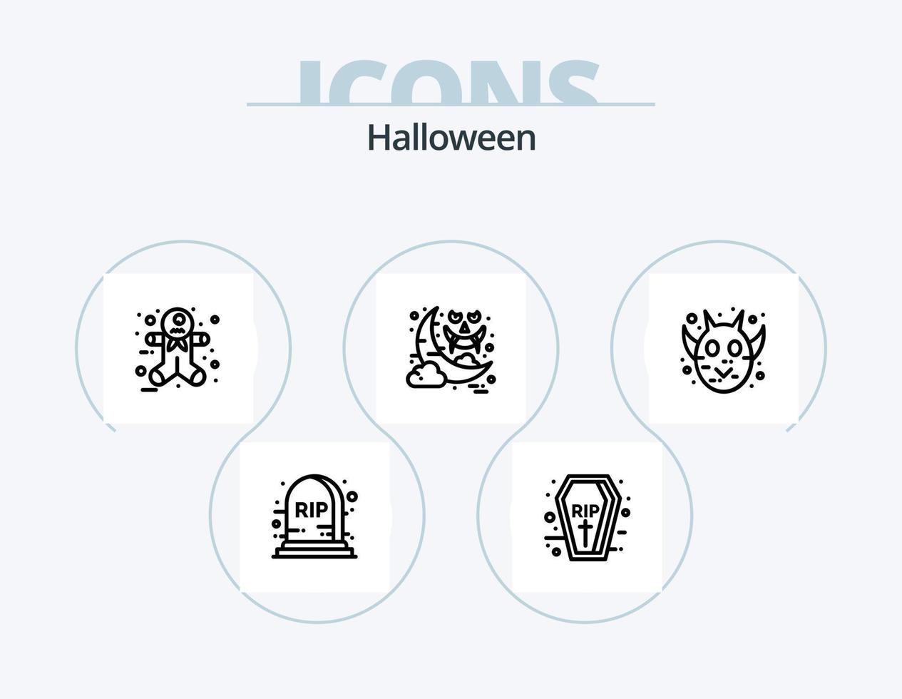 halloween linje ikon packa 5 ikon design. firande. halloween slaktare kniv. skrämmande. halloween blodig kniv. halloween vektor