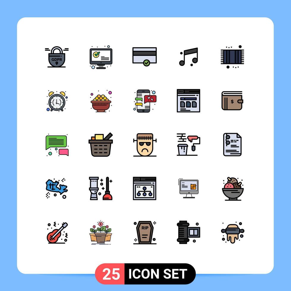 modern uppsättning av 25 fylld linje platt färger pictograph av rengöring bad Framgång ljud audio redigerbar vektor design element