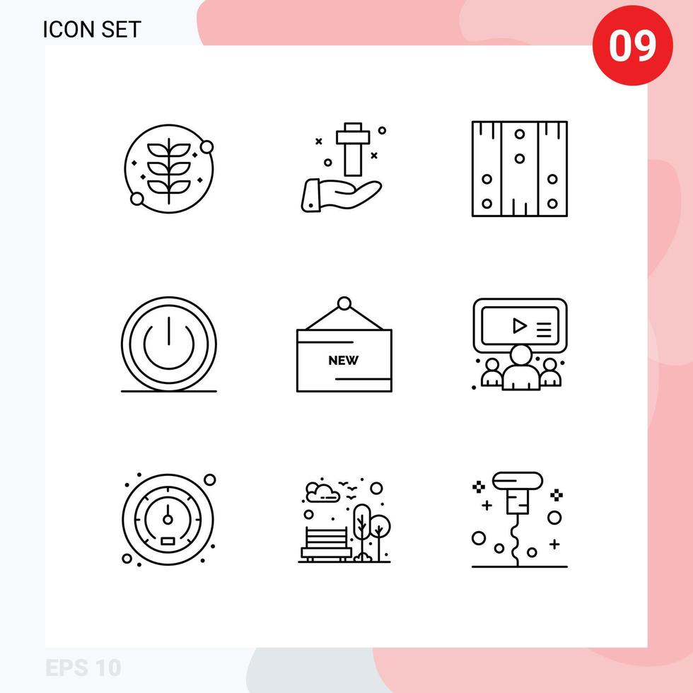 grupp av 9 konturer tecken och symboler för kraft av påsk grundläggande stock redigerbar vektor design element