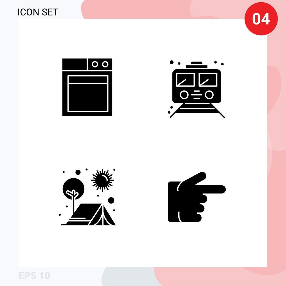 modern uppsättning av 4 fast glyfer och symboler sådan som företag camping metro transport utomhus redigerbar vektor design element